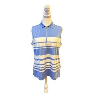RLX Ralph Lauren Womens Golf Shirt Sleeveless Blue White Striped Size Large